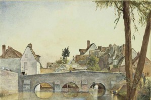 Houses behind a bridge